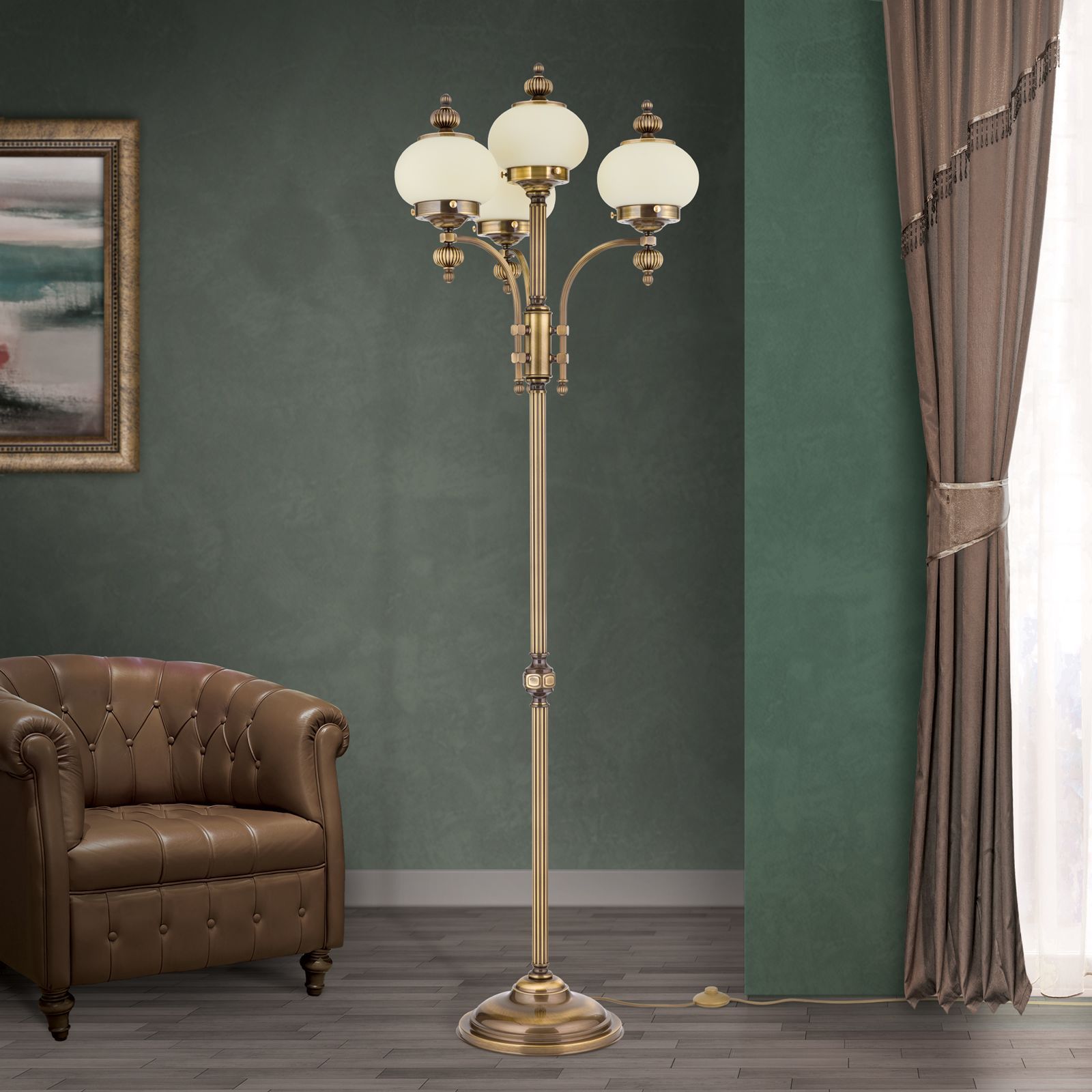 Торшер из латуни и стекла Orion Wiener Nostalgie ARCH-00094667 - Вид №1