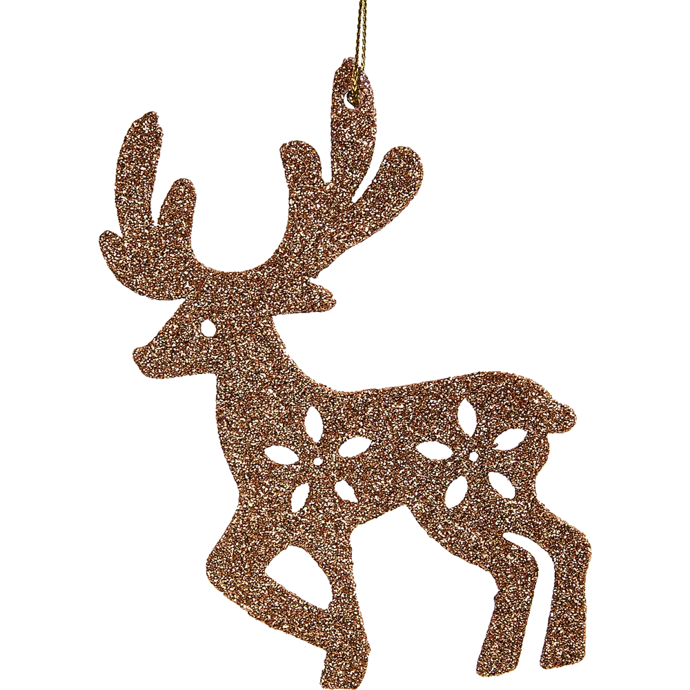 87036490 Елочная игрушка Олень блестящий 10x8 цвет коричневый STLM-0956461 Santreyd 