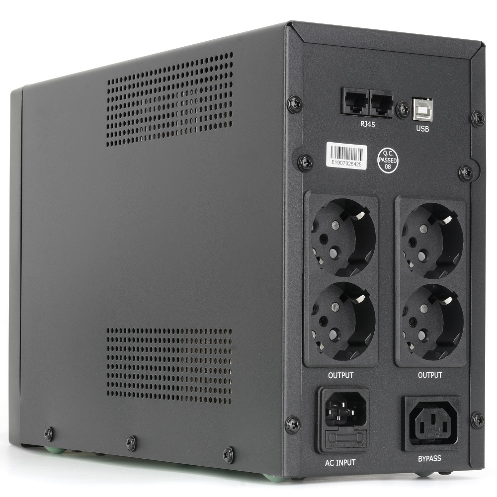 CMU-SP1500EURO USB Ups 1500va/900w, металл, 2x12v/9ah, розетки 4*euro+1*iec bybass, трансформатор avr 140-290v, съёмный кабель 1.8 м, фильтр телефонной и ethernet линии rj-11/45, usb-порт, защита батареи, от перегрузки, от кз, по Crown Santreyd  - Вид №1