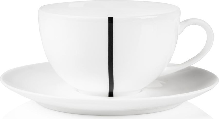 76691 Dibbern Чашка для завтрака с блюдцем Dibbern "Чёрный лес.Белый декор" 320мл Фарфор костяной 
