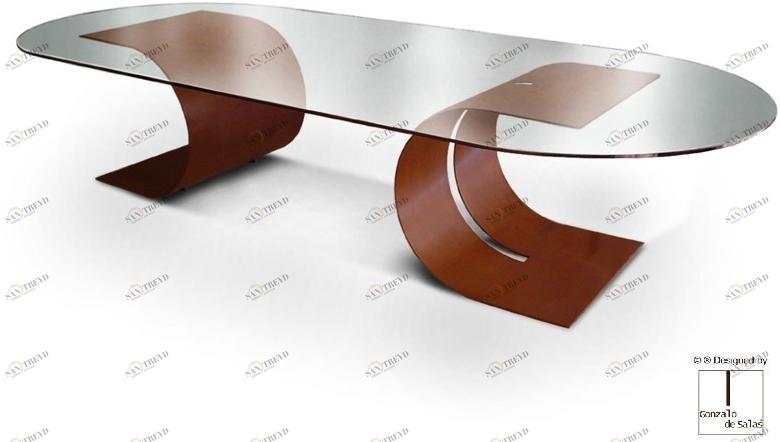 Gonzalo De Salas Овальный стол из стали и стекла Carlovi sun-id-1494179