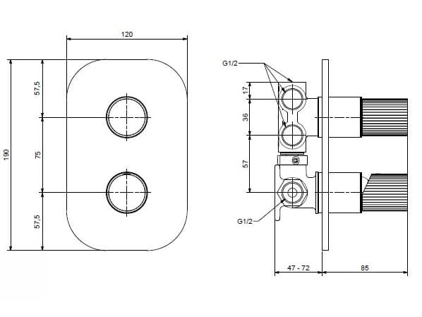 Хромированный латунный смеситель для душа с переключателем Bugnatese Moon ARCH-00057401 - Вид №2