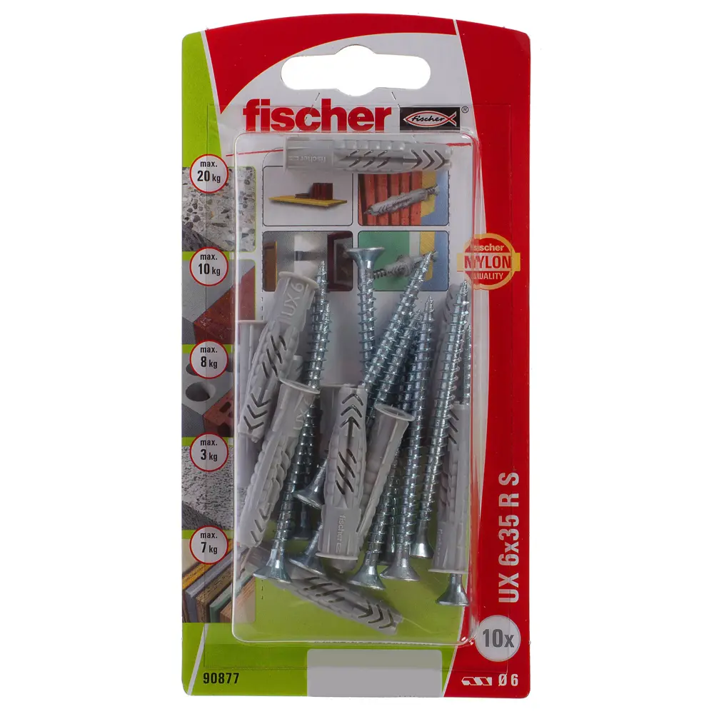 Дюбель универcальный Fischer UX с шурупом 6x35 мм нейлон/оцинкованная сталь 10 шт. 12459257 STLM-2113096  - Вид №3