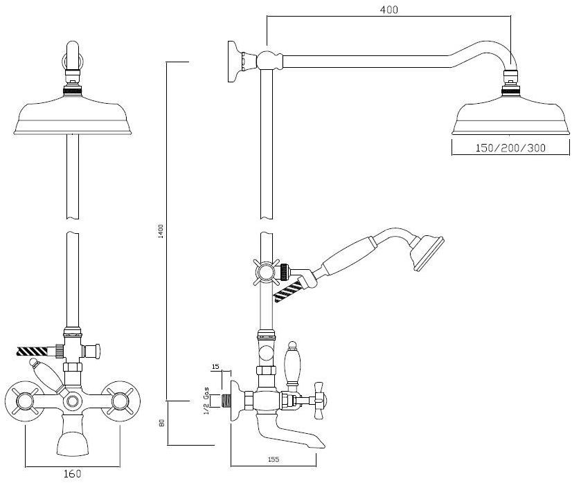 BLEU PROVENCE Смеситель для ванны из латуни с ручным душем с верхним душем Rubinetti per vasca sun-id-1451261 - Вид №1