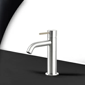 Смеситель для раковины сталь глянцевая с бежевой ручкой Toki Radomonte TKS1LCIL18