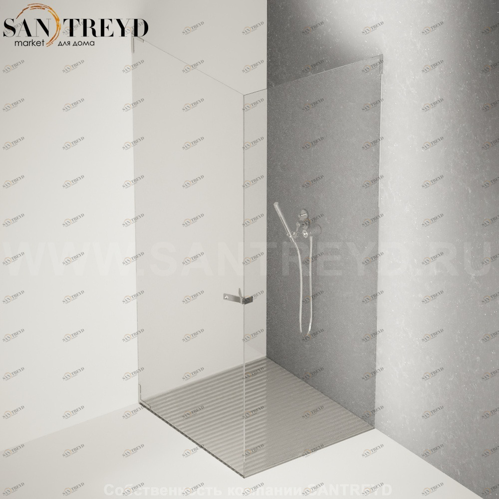 Душевое ограждение FLAT D подрезаемое, стеклянная с дверью экстрапрозрачная перегородка с поддоном из стали. Размеры: глубина от 70 до 100 см, длина от 70 до 95 см Agape DC10701007095AE