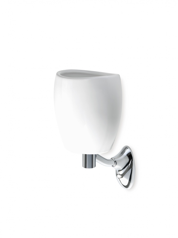 ZE10(08-BI) Stil Haus Zefiro, настенный керамический стакан, цвет хром - белая керамика