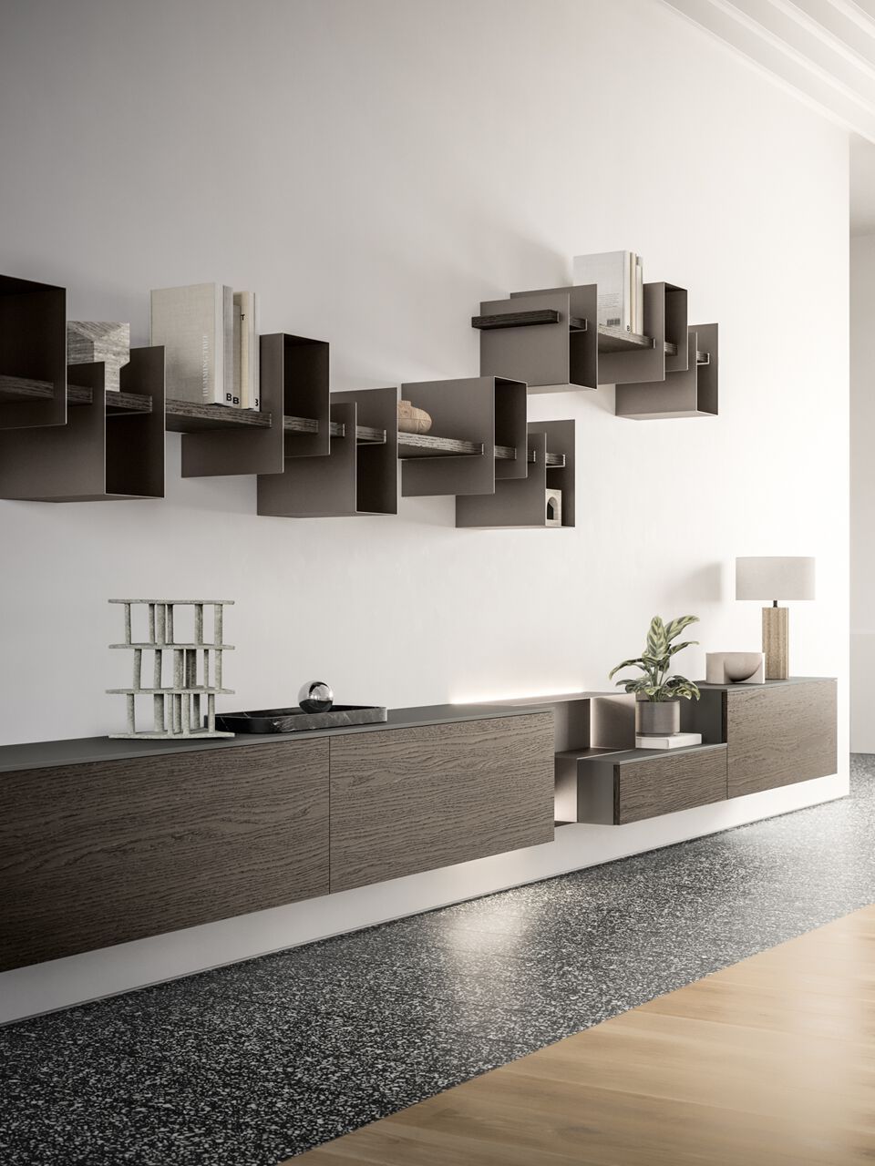 Деревянная секционная оборудованная стена Santalucia Mobili LIQUID ARCH-00021825