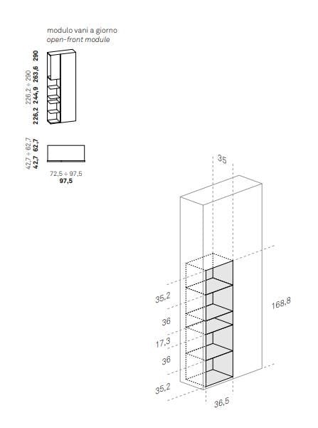 Шкаф с открытыми отсеками Caccaro Grafik ARCH-00111686 - Вид №3