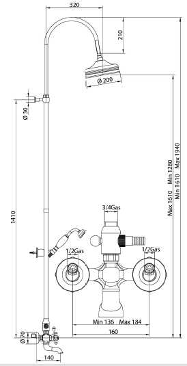 666720ZZO06 Душевая система Bandini Antica Santreyd - Вид №1