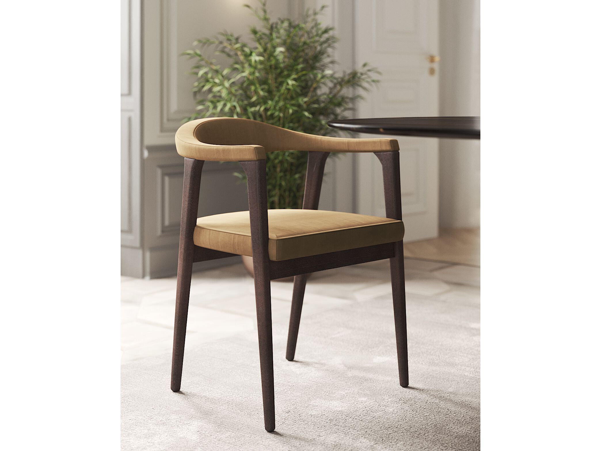 Деревянный мягкий стул с подлокотниками PRADDY Natur ARCH-00105048 - Вид №2