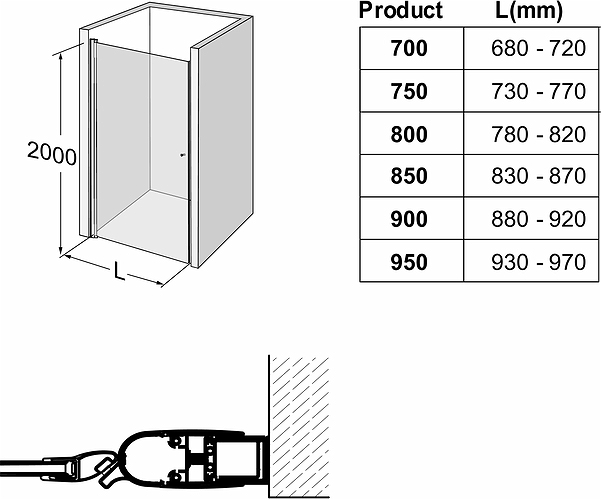 500.968.00.5 Маятниковая дверь IDO Showerama 10-0, IDO Showerama 10-0, матовый профиль / прозрачное стекло, 1200 мм  - Вид №4