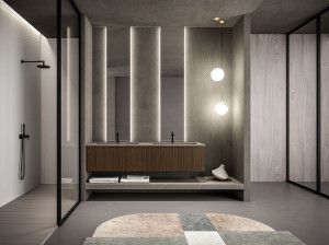 Двойной подвесной туалетный столик с зеркалом