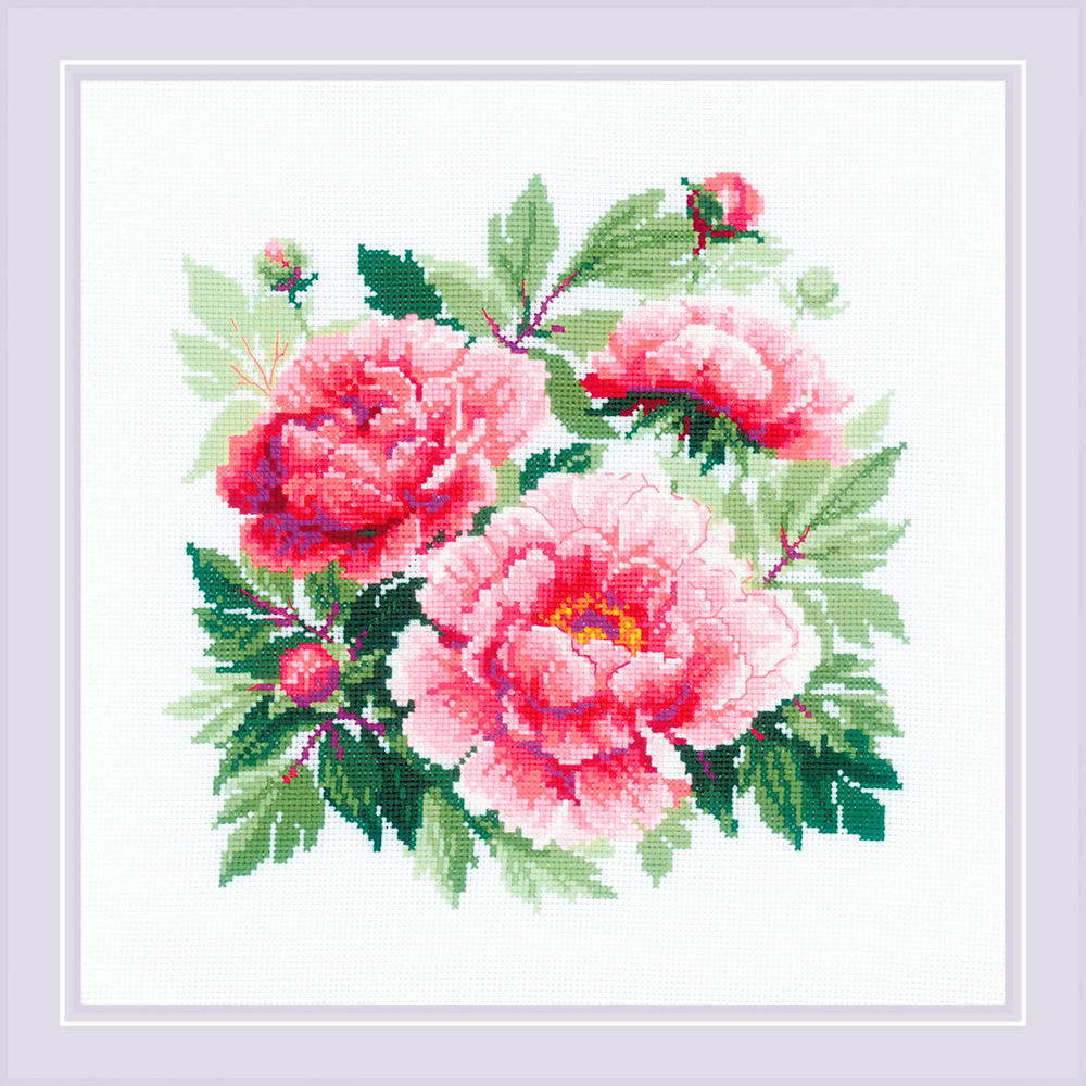 1854 Набор для вышивания Древовидный пион 40 х 40 см RIOLIS Сотвори Сама 