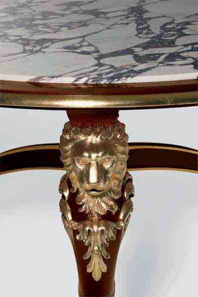 Круглый стол из красного дерева с мраморной столешницей OAK Галерея ARCH-00104245 - Вид №1