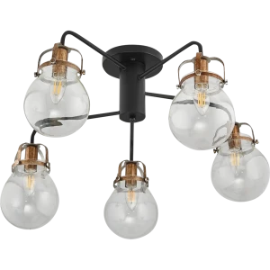 Люстра потолочная JLIGHT REARM 5 лампы 20 м², цвет черный/никель 84534231 STLM-2108658