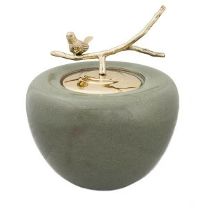 Ваза керамическая серая с золотой крышкой 28 см "Золотая птица" UNICO ДИЗАЙНЕРСКИЕ 255451 Серый