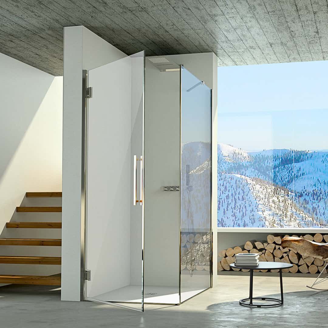 Стальная и стеклянная угловая душевая кабина с распашной дверью CSA Box Doccia SONIA ARCH-00063174 - Вид №1