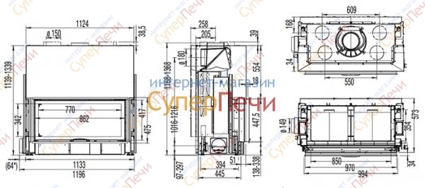 Каминная топка Austroflamm 97х45 S 1605 - Вид №1
