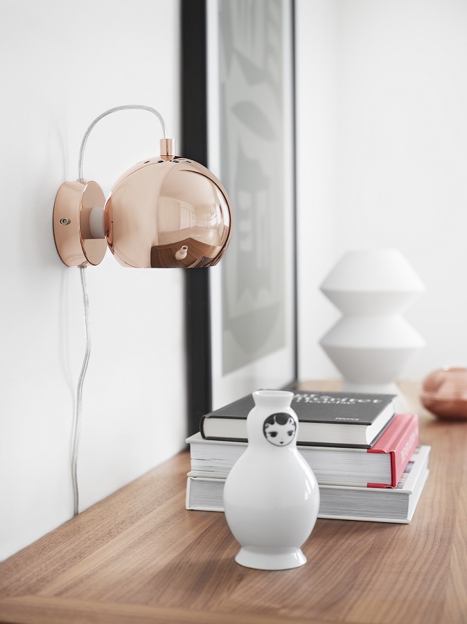 A_47505555011 Лампа настенная ball, D12 см, хром в глянце, серый шнур Frandsen  - Вид №1