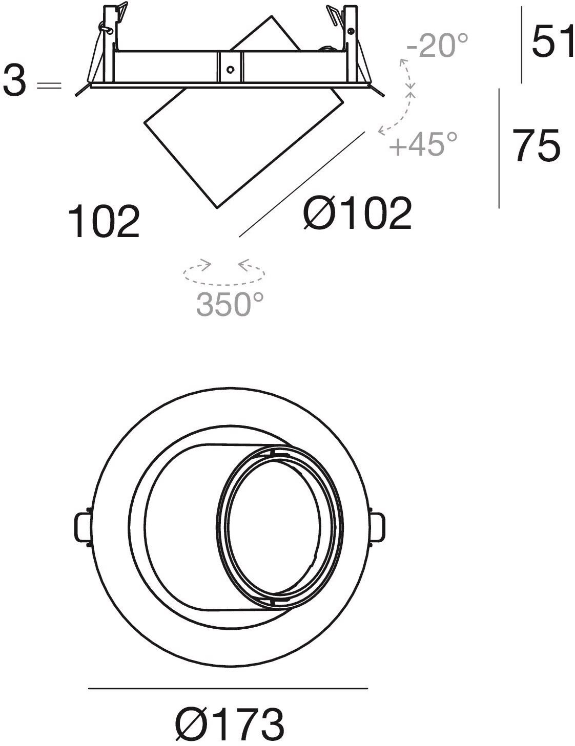 Linea Light Group Регулируемый встраиваемый светодиодный светильник из алюминия Optus sun-id-1460072 - Вид №3