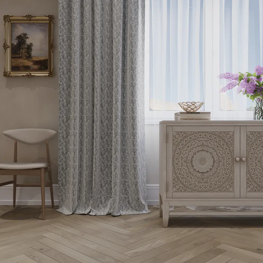 Штора на ленте Denys 200x280 см цвет серо-бежевый MIAMOZA STLM-2160535