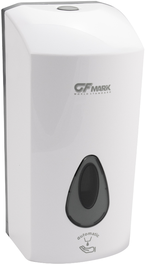 GFmark - Дозатор СЕНСОРНЫЙ, для жидкого МЫЛА, пластик АБС, БЕЛЫЙ, большой, с глазком - капля, 1000 мл, код: 6393