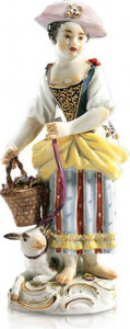 10563211 Meissen Фигурка 15см "Девочка с овечкой" Фарфор