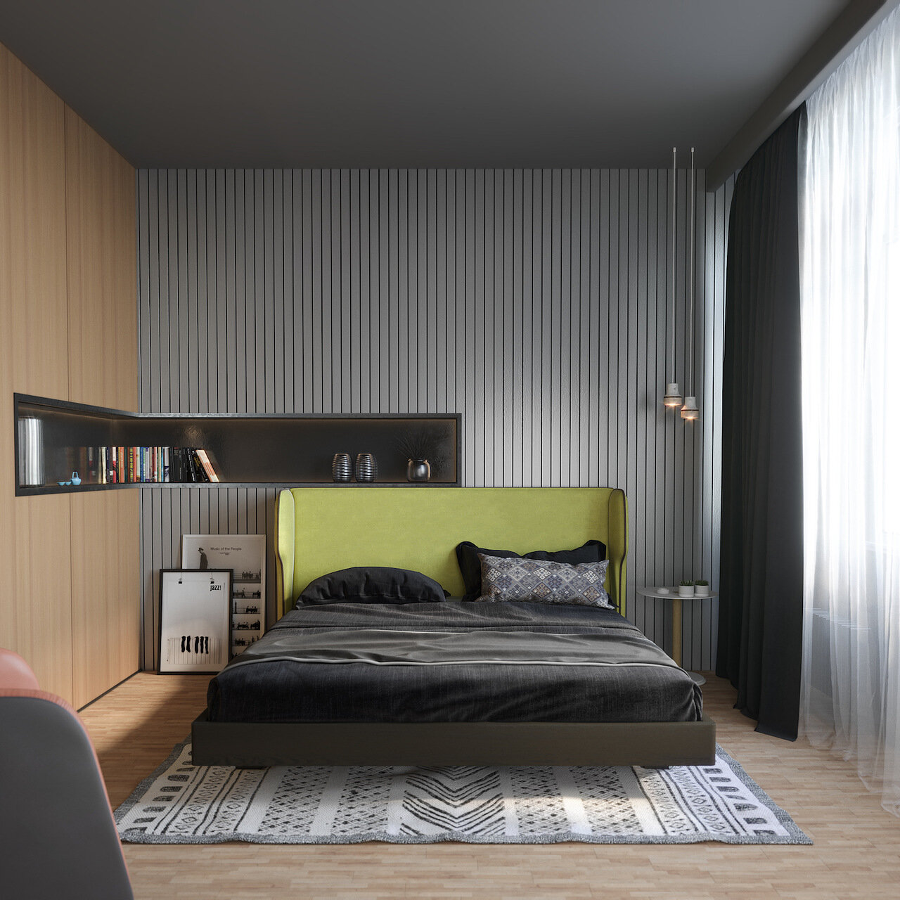 Кровать полутораспальная 140x200 зеленая Rich BRAGIN DESIGN ДИЗАЙНЕРСКИЕ 256515 Желтый  - Вид №1
