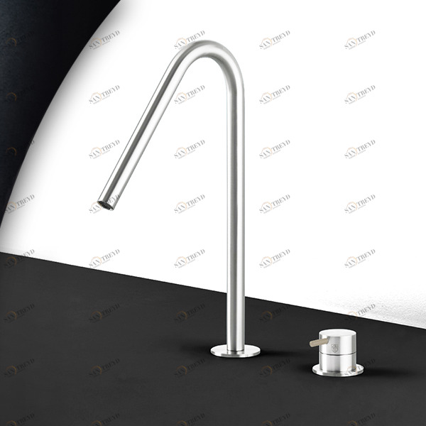 Смеситель для раковины сталь глянцевая с бежевой ручкой Toki Radomonte TKI31LCIL28