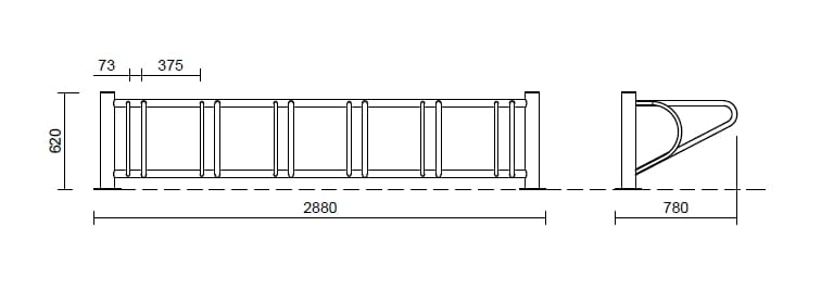 Стальная стойка для велосипедов Studio Città эскиз ARCH-00032206 - Вид №2
