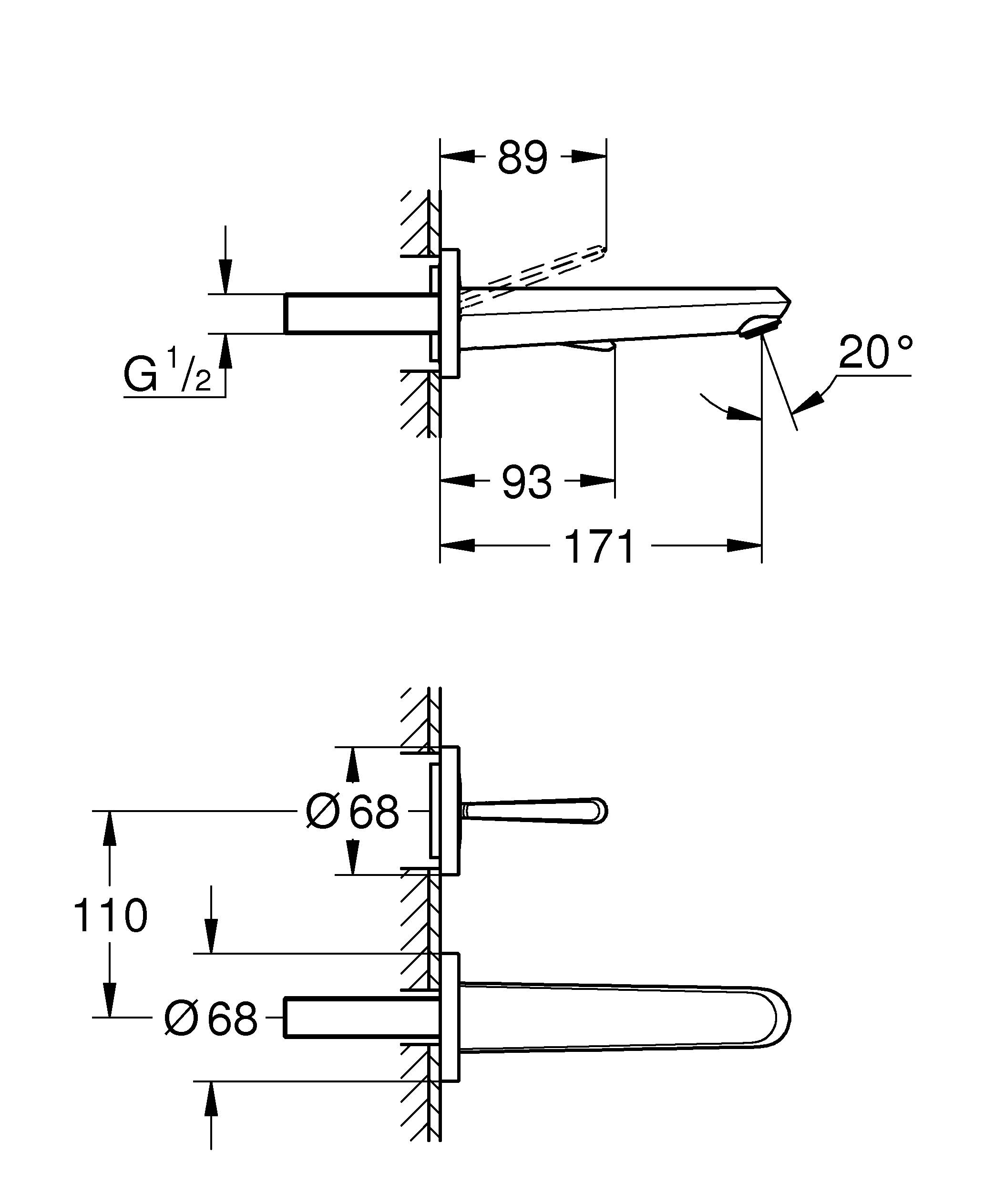 Смеситель для раковины GROHE Eurodisc Joy (излив 170 мм), внешняя часть, хром (19968000) - Вид №2