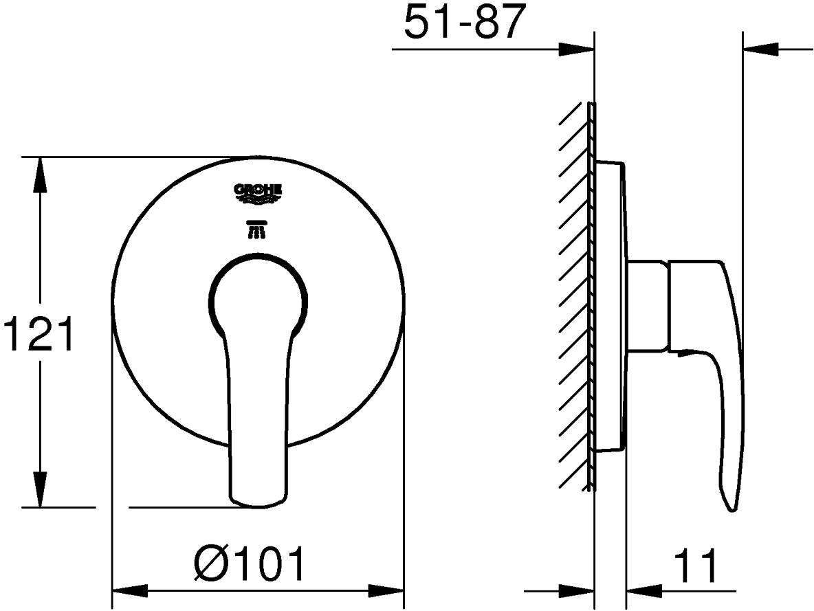 Внешняя часть переключателя GROHE Eurosmart New на 2 положения, хром (19970002) - Вид №2