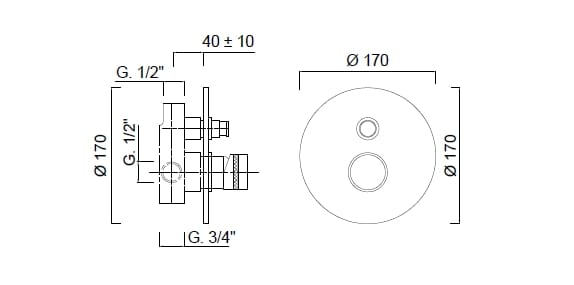 Однорычажный встраиваемый смеситель для душа с переключателем Rubinetteria Giulini MyRing Deluxe ARCH-00148658 - Вид №2