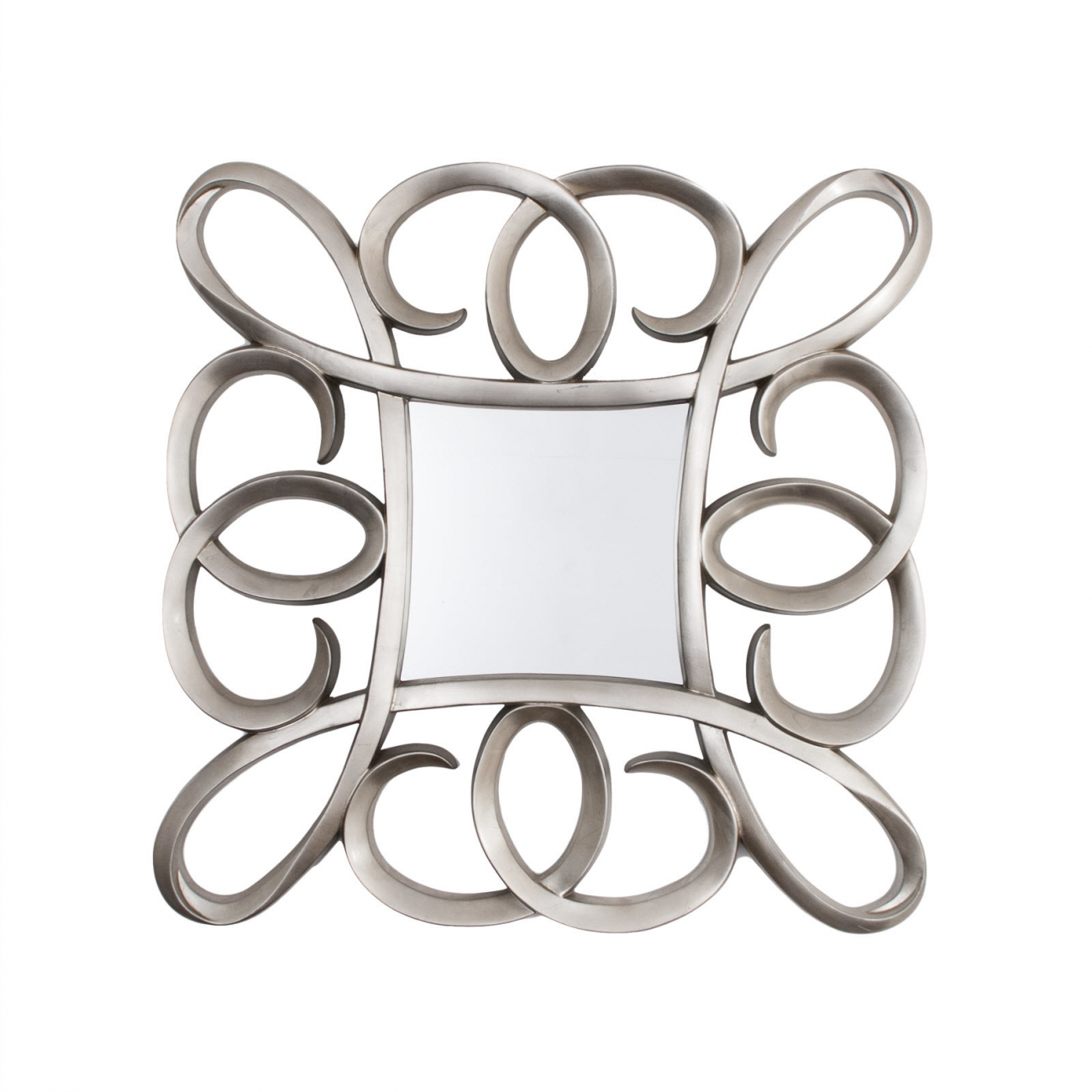 Зеркало серебряное квадратное в фигурной раме Silver Swirl Frame от RVAstley RVASTLEY ДИЗАЙНЕРСКИЕ 062516 Серебро  - Вид №1