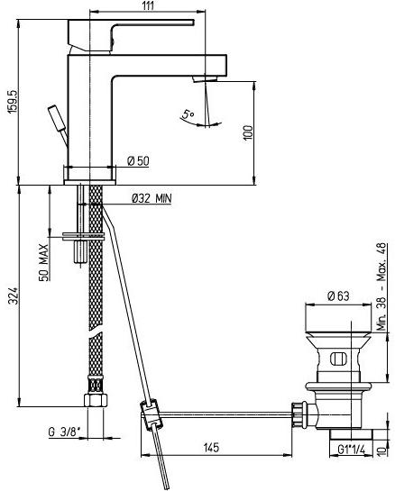 Paini Dax 84CR211RKM смеситель для раковины с донным клапаном  - Вид №4