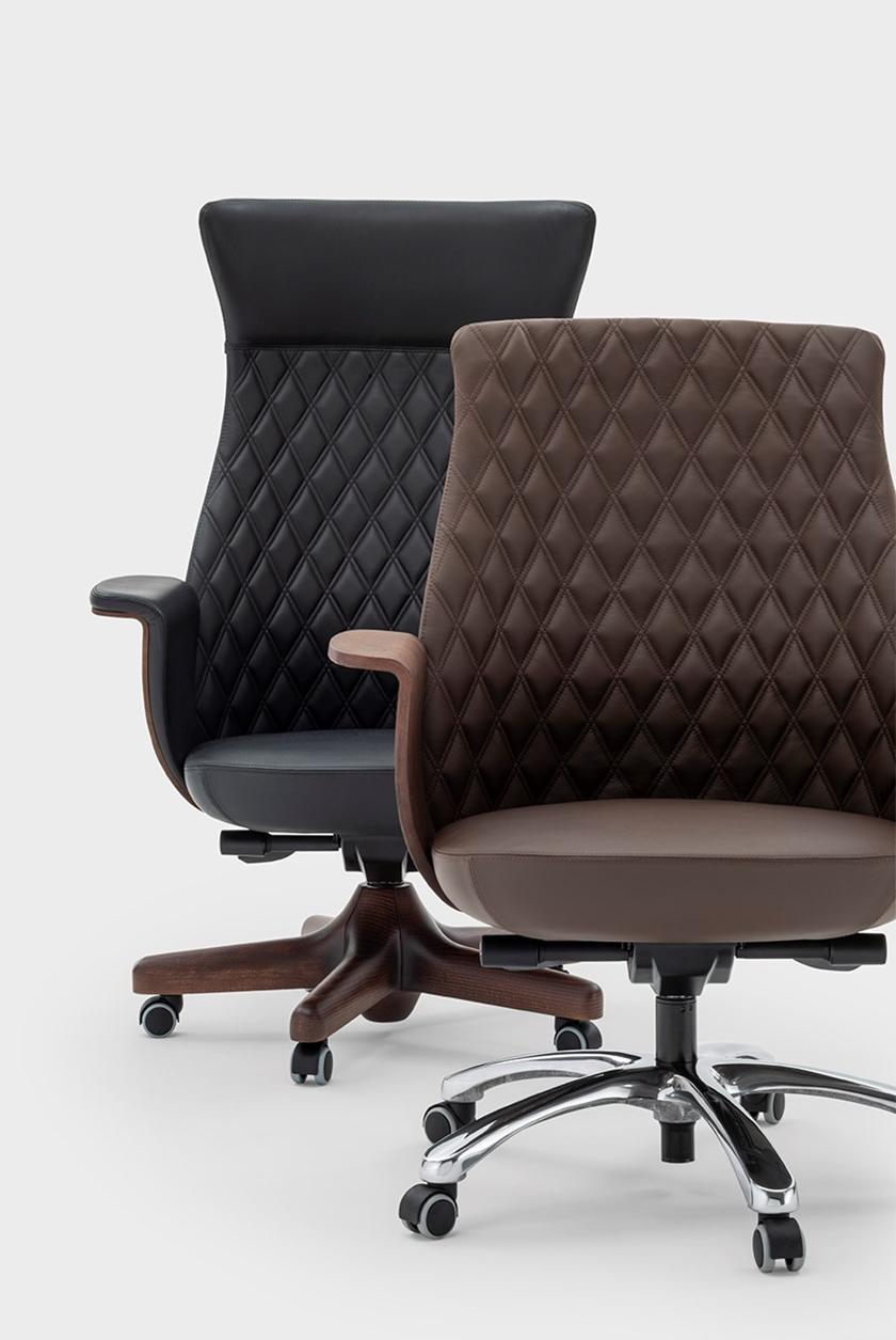 Viganò Кресло руководителя в коже с 5 спицами на колесах Charme sun-id-1361612 - Вид №3