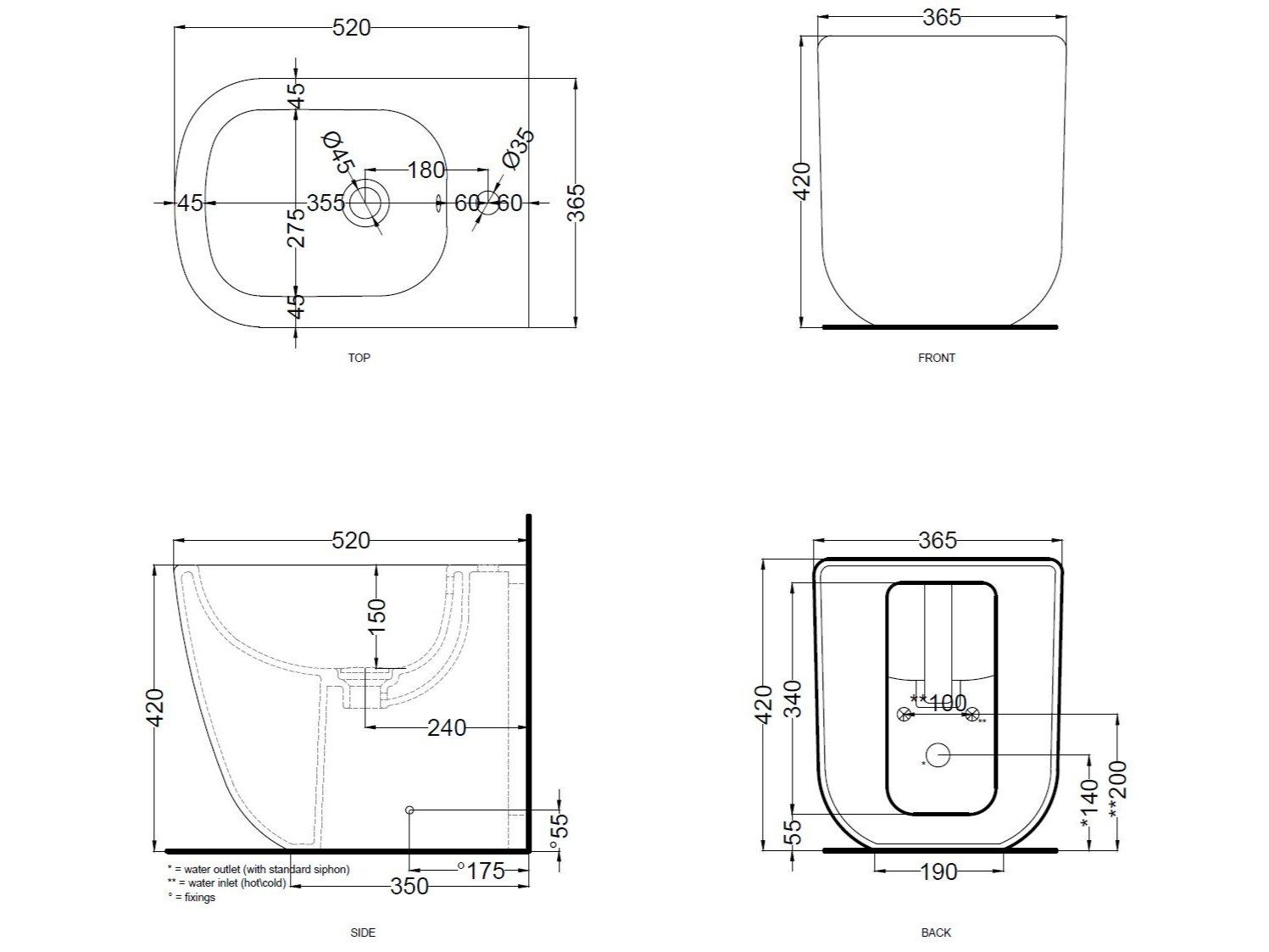 Напольная керамическая настенная проволока для биде Ceramica Cielo эпоха ARCH-00131358