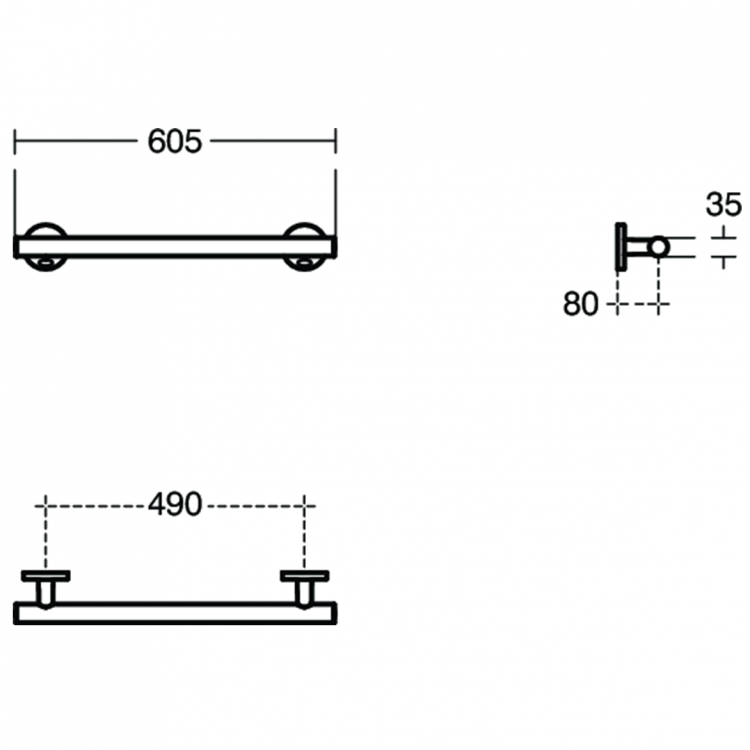 S0830AA Поручень опорный прямой 60 см Ideal Standard CONTOUR - Вид №1