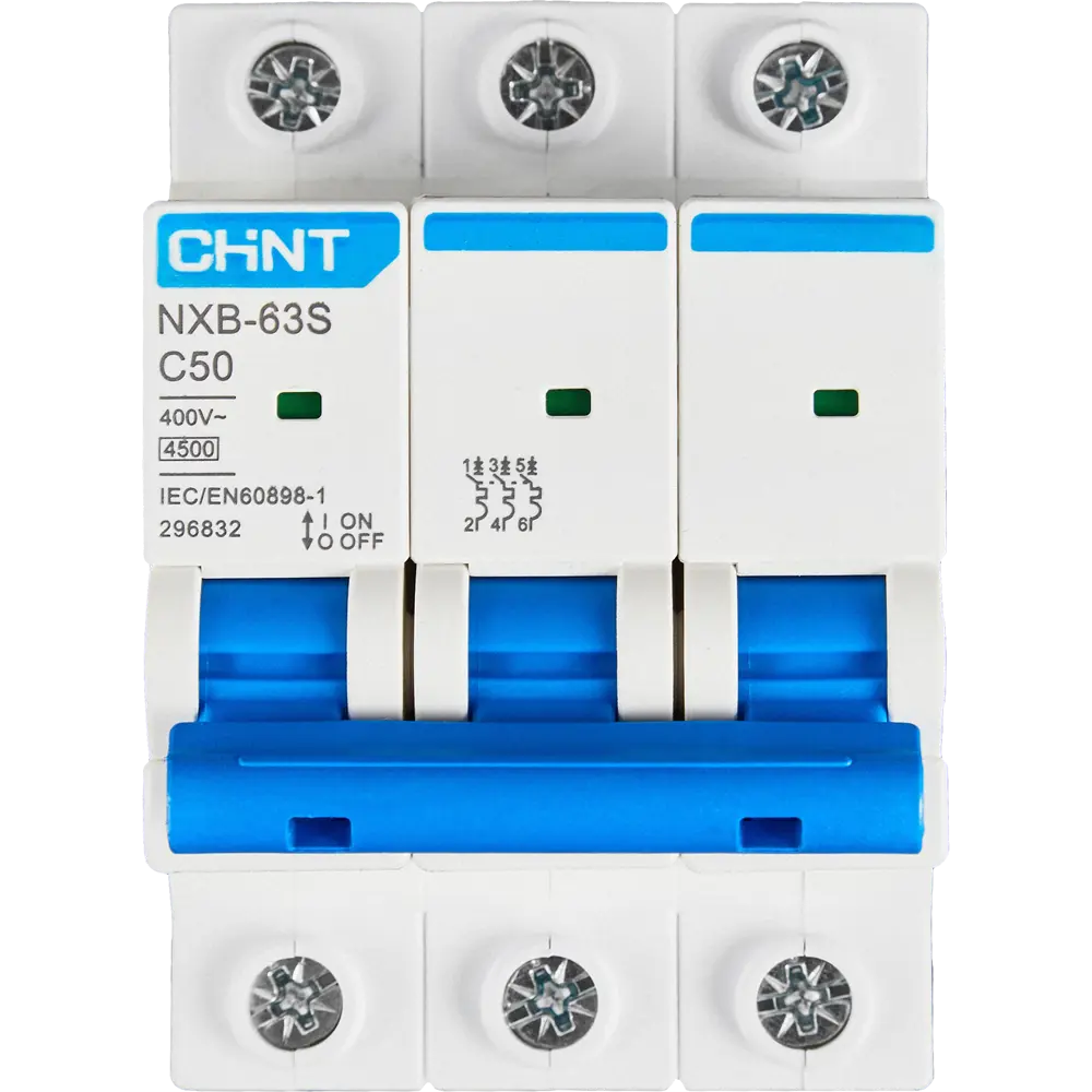 Автоматический выключатель CHINT NXB-63S 3P C50A - защита от перегрузок и КЗ 85334586 STLM-0061723 - Вид №1