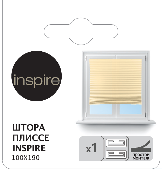 INSPIRE Штора плиссе кремовая 100×190 см для элегантного интерьера 85339518 STLM-0061868 - Вид №1