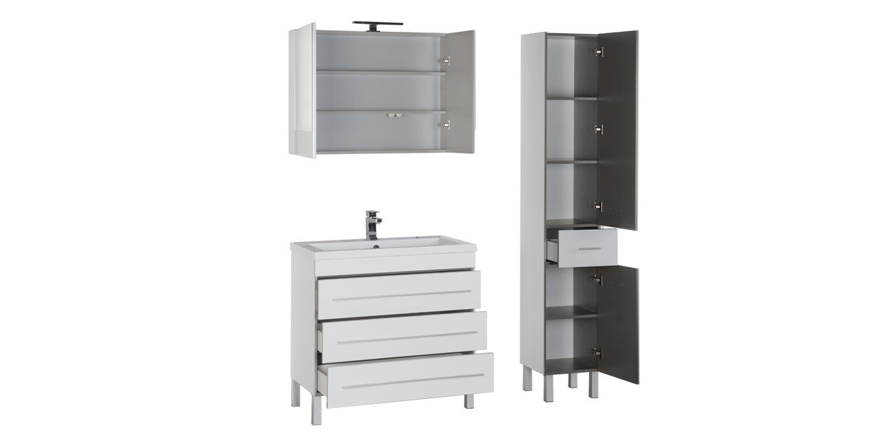 Комплект мебели Aquanet Верона 90 белый (напольный 3 ящика) 00178510 - Вид №2