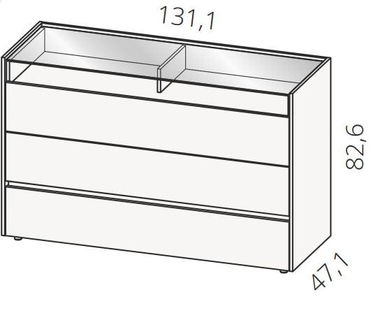Деревянный и стеклянный комод со встроенными ручками Febal Casa Astrid ARCH-00100828 - Вид №3