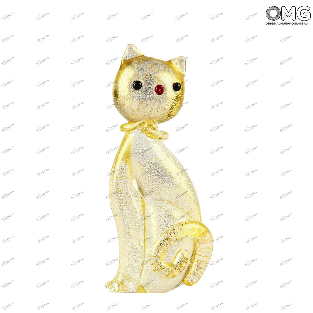 2488 ORIGINALMURANOGLASS Фигурка Золотой кот - муранское стекло - Original Murano Glass OMG  см 