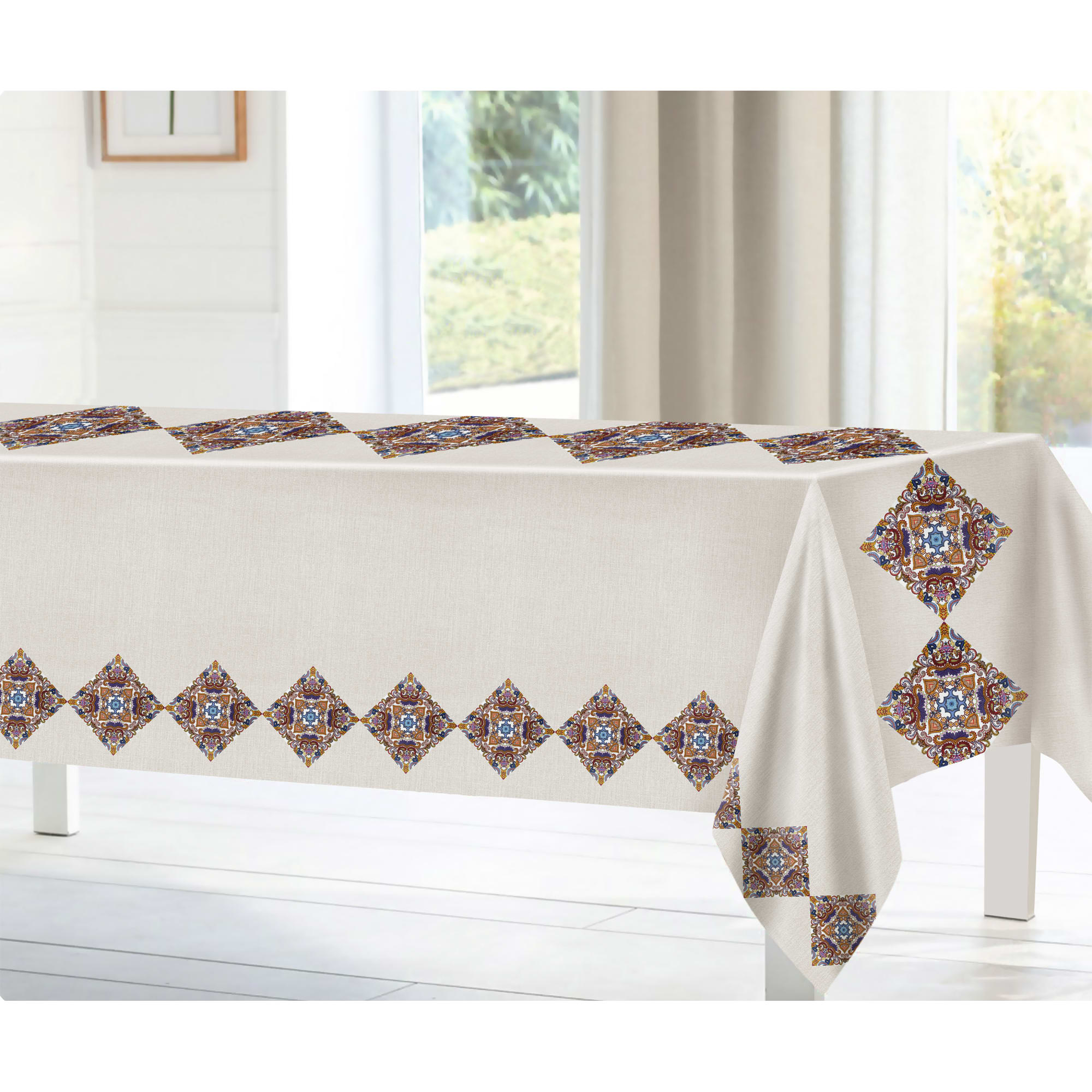 82760335 Скатерть «Калейдоскоп» 160х140 см цвет бежевый Oxford Santreyd - Вид №5