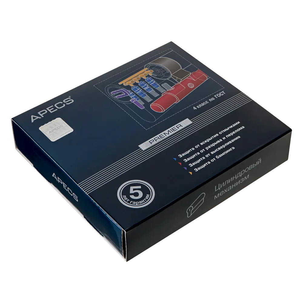 Цилиндр Apecs Premier XR-110-G, 55x55 мм, ключ/ключ, цвет золото ЦИЛИНДР APECS PREMIER XR-110-G КЛЮЧ-КЛЮЧ STLM-2040714 - Вид №2