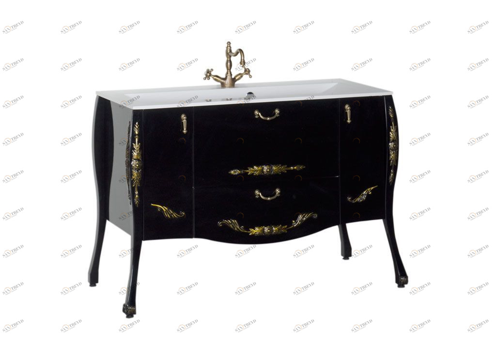 Тумба с раковиной Aquanet Виктория 120 черный/золото 0018393000164747