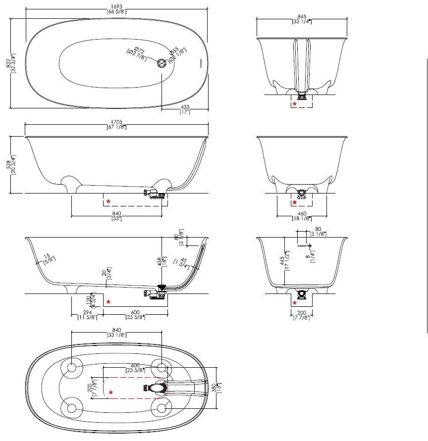 Овальная ванна в White Tec Plus на ногах Devon&Devon DOVE ARCH-00061521 - Вид №7
