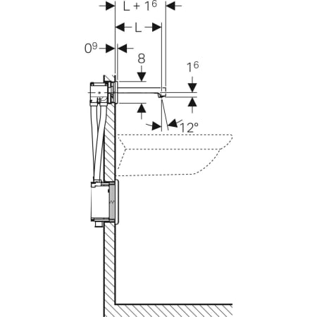 116.294.21.1 Смеситель для раковины Geberit Brenta, настенный монтаж, питание от батарей, с функциональным блоком для скрытого монтажа Geberit  - Вид №2