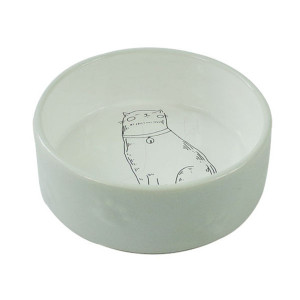 ПР0044087 Миска для животных Кот серая керамическая 12,5х4,5см 290мл Foxie